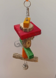 Madárjáték ásványi kővel és csengővel 27 cm